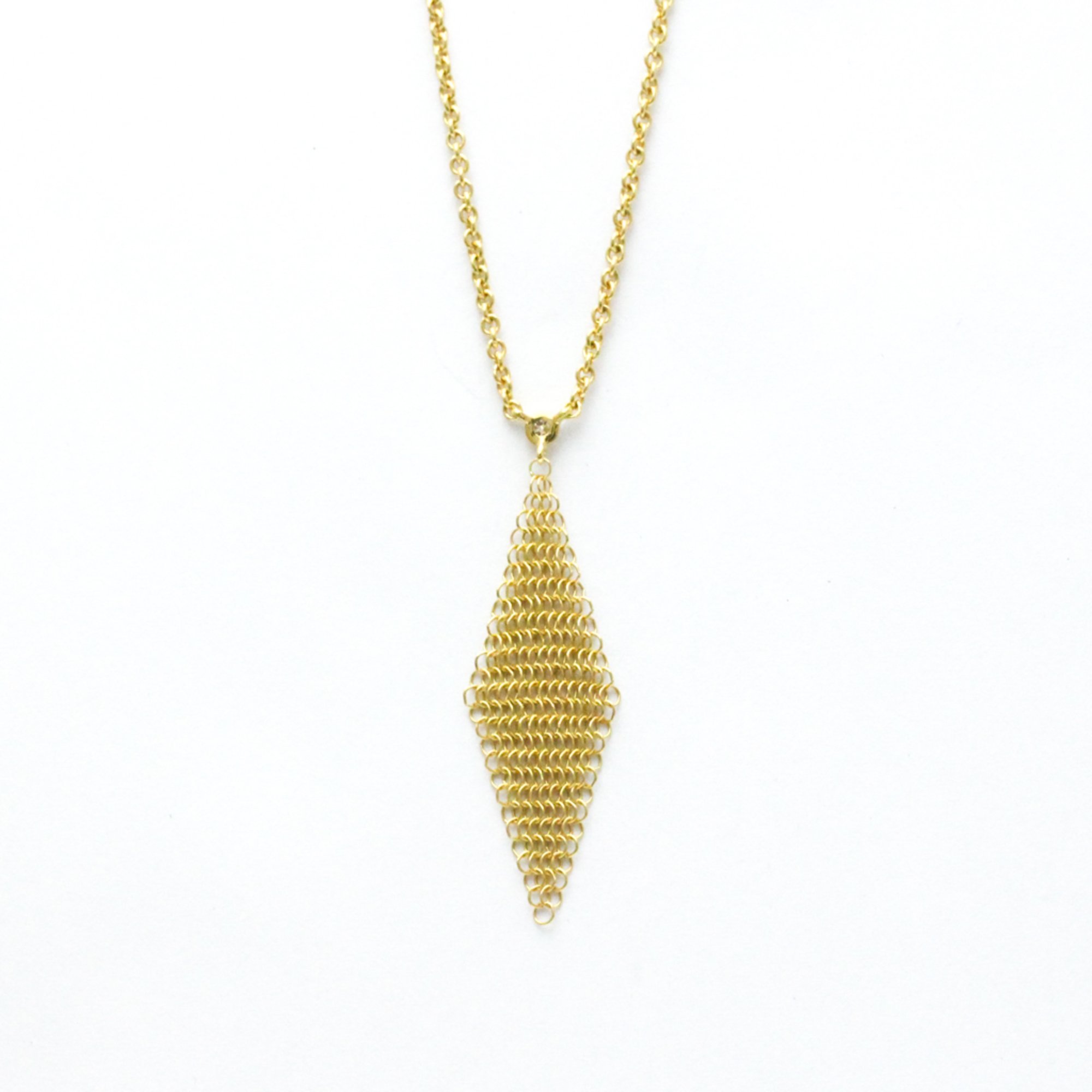 Tiffany Somerset 1P Diamond Mesh Necklace Yellow Gold (18K) Diamond Men,Women Fashion Pendant Necklace (Gold)