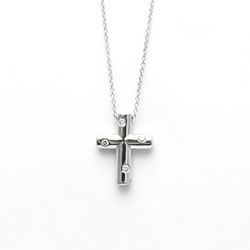 Tiffany Dots Cross Diamond Platinum Diamond Men,Women Fashion Pendant Necklace (Silver)