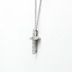 Tiffany Small Cross Diamond Necklace Platinum Diamond Men,Women Fashion Pendant Necklace (Silver)