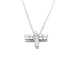 Tiffany Small Cross Diamond Necklace Platinum Diamond Men,Women Fashion Pendant Necklace (Silver)