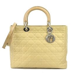 Christian Dior handbag shoulder bag Lady canvas beige silver women's e58702a