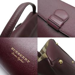 Burberry handbag shoulder bag Nova check leather canvas burgundy beige gold ladies w0363a