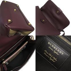 Burberry handbag shoulder bag Nova check leather canvas burgundy beige gold ladies w0363a