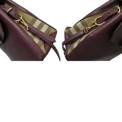 Burberry handbag shoulder bag Nova check leather canvas burgundy beige gold ladies w0363a