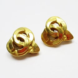 CHANEL Earrings Coco Mark Heart Motif Metal Gold Women's w0404g