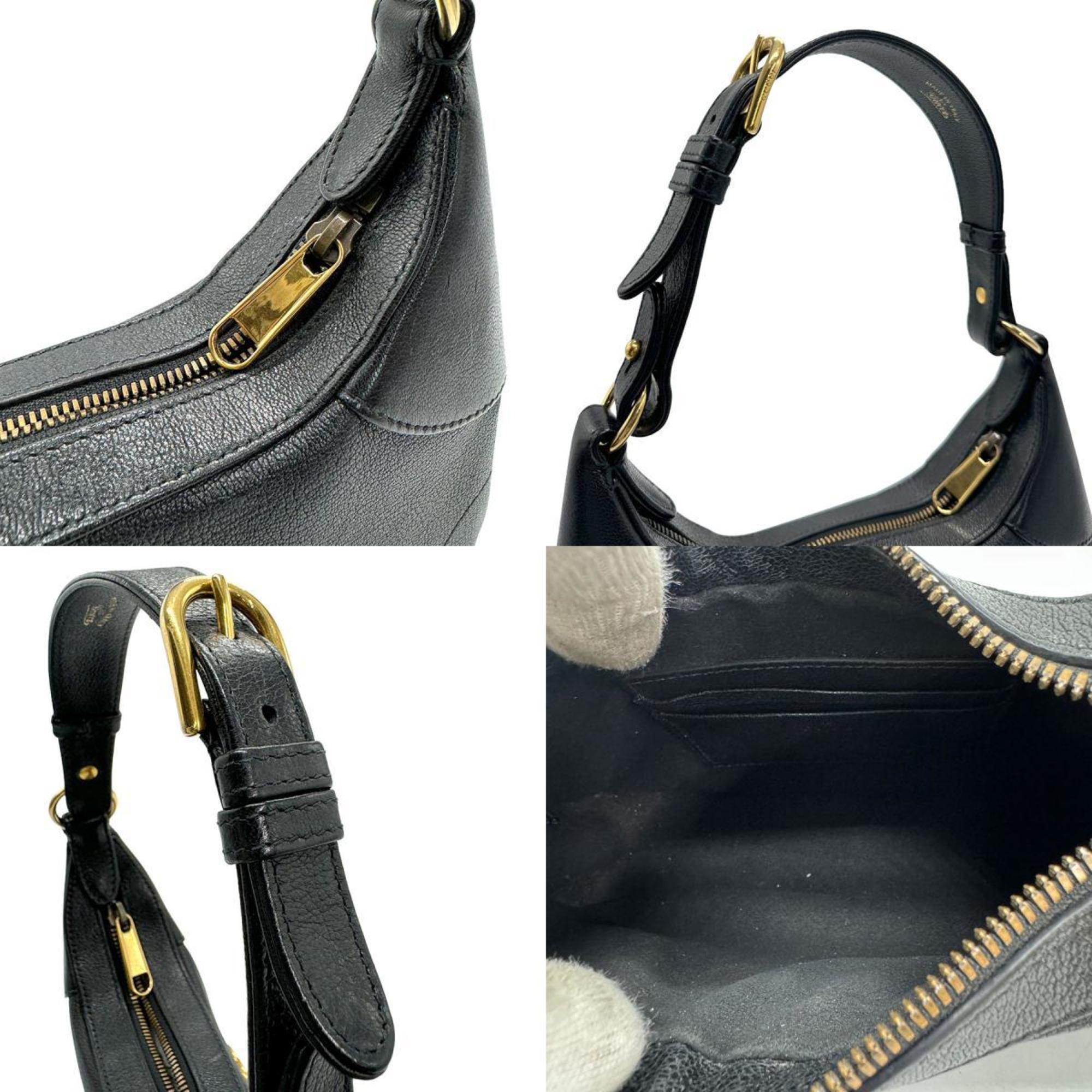 GUCCI Shoulder Bag GG Marmont Leather Black Gold Women's 731817 z1106