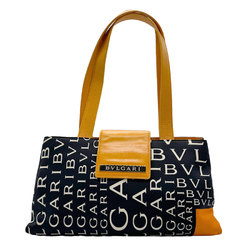 BVLGARI handbag nylon leather orange x black ladies z1194