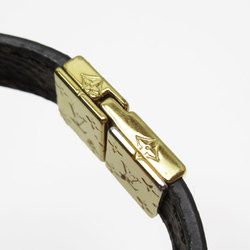 Louis Vuitton LOUIS VUITTON Bracelet LV Crown Reversible Leather Coated Canvas Metal Black Brown Gold Women's w0380f