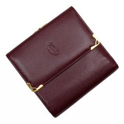 CARTIER Tri-fold wallet Leather Burgundy Gold Women's w0402a