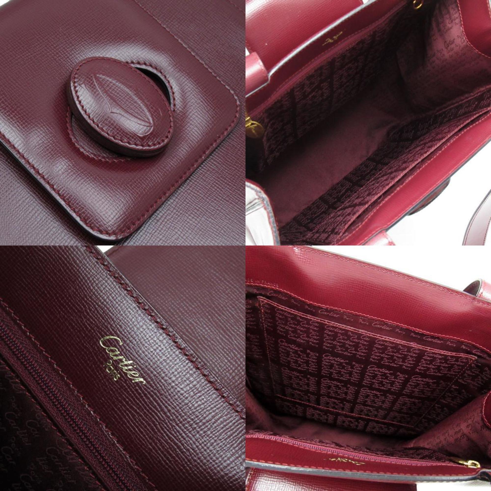 CARTIER Shoulder Bag Leather Burgundy Women's w0295a