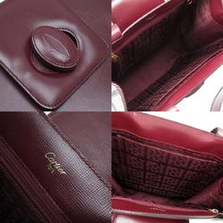 CARTIER Shoulder Bag Leather Burgundy Women's w0295a