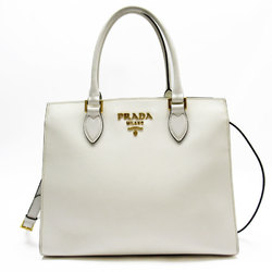 PRADA handbag shoulder bag leather off-white gold ladies w0355a