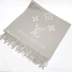 Louis Vuitton LOUIS VUITTON Scarf Cashmere Light Gray Off-White Women's w0372a