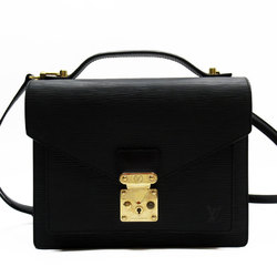 Louis Vuitton LOUIS VUITTON Handbag Shoulder Bag Epi Montsor Leather Black Gold Men's M52122 w0386a