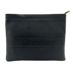 Christian Dior clutch bag leather black men's z1183