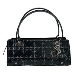 Christian Dior handbag leather black silver women's z1152