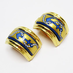 Hermes HERMES Earrings Cloisonne Metal Enamel Gold Blue White Women's w0318i