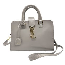 Saint Laurent SAINT LAURENT Handbag Shoulder Bag Baby Cabas Leather Light Gray Gold Women's z1169