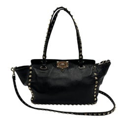 Valentino Garavani Shoulder Bag Rockstud Leather Black Women's z1137