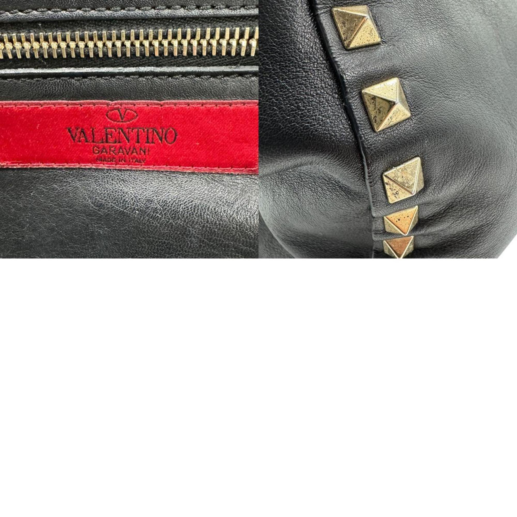 Valentino Garavani Shoulder Bag Rockstud Leather Black Women's z1137