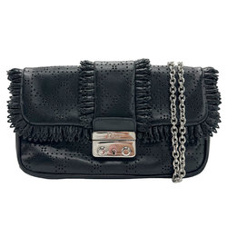 Christian Dior Shoulder Bag Leather Black Women's z1107