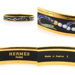 Hermes HERMES Bangle Bracelet Emaille Metal Enamel Black Multicolor Gold Women's e58696a