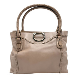 Salvatore Ferragamo Handbag Gancini Leather Metallic Pink Beige Women's z1156