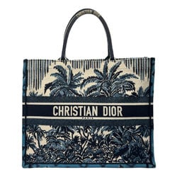 Christian Dior Handbag Book Tote Canvas Navy Blue Off-White Women's z1235