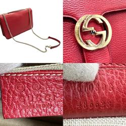 GUCCI Shoulder Bag Interlocking G Leather Red Women's 510303 z1121