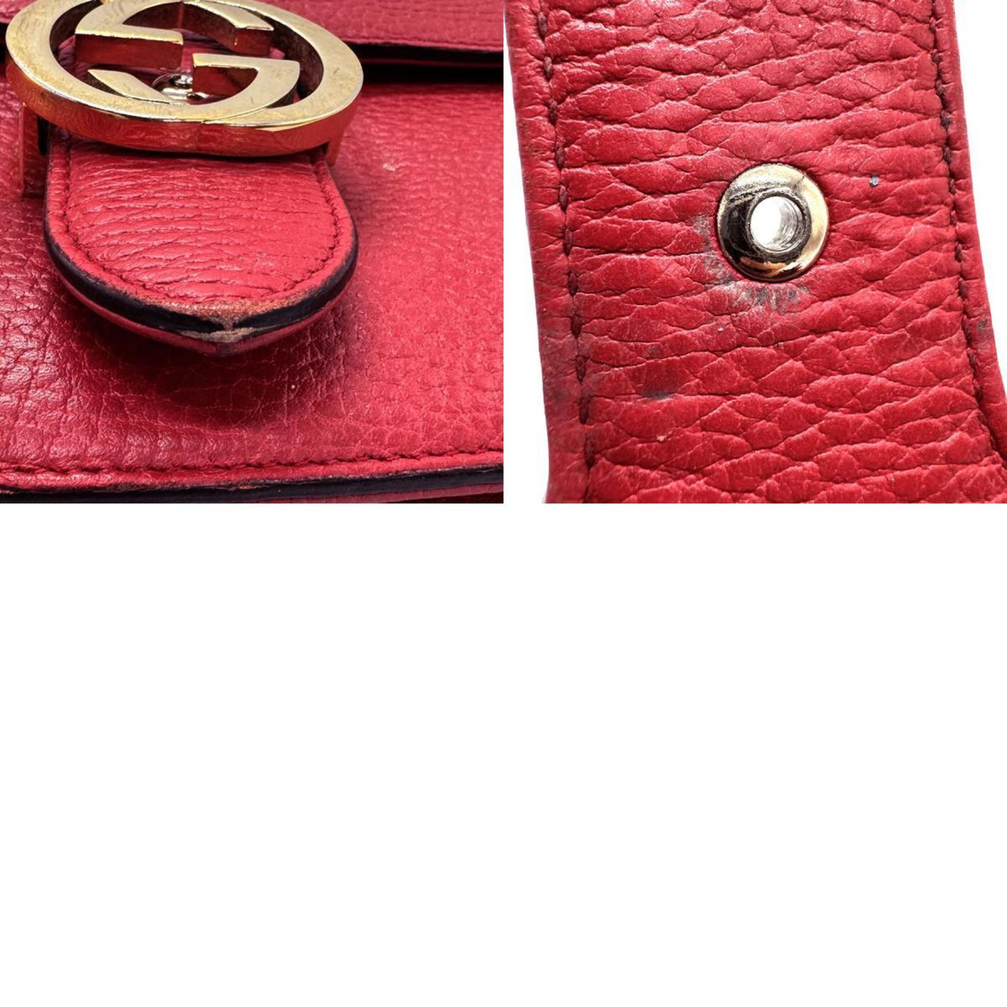 GUCCI Shoulder Bag Interlocking G Leather Red Women's 510303 z1121