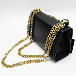 GUCCI Shoulder Bag Strawberry Padlock Leather Metal Black Gold Women's 432182 W0303G