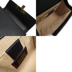 GUCCI Shoulder Bag Strawberry Padlock Leather Metal Black Gold Women's 432182 W0303G