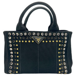 PRADA Handbag Shoulder Bag Canapa Canvas Black Women's z1104