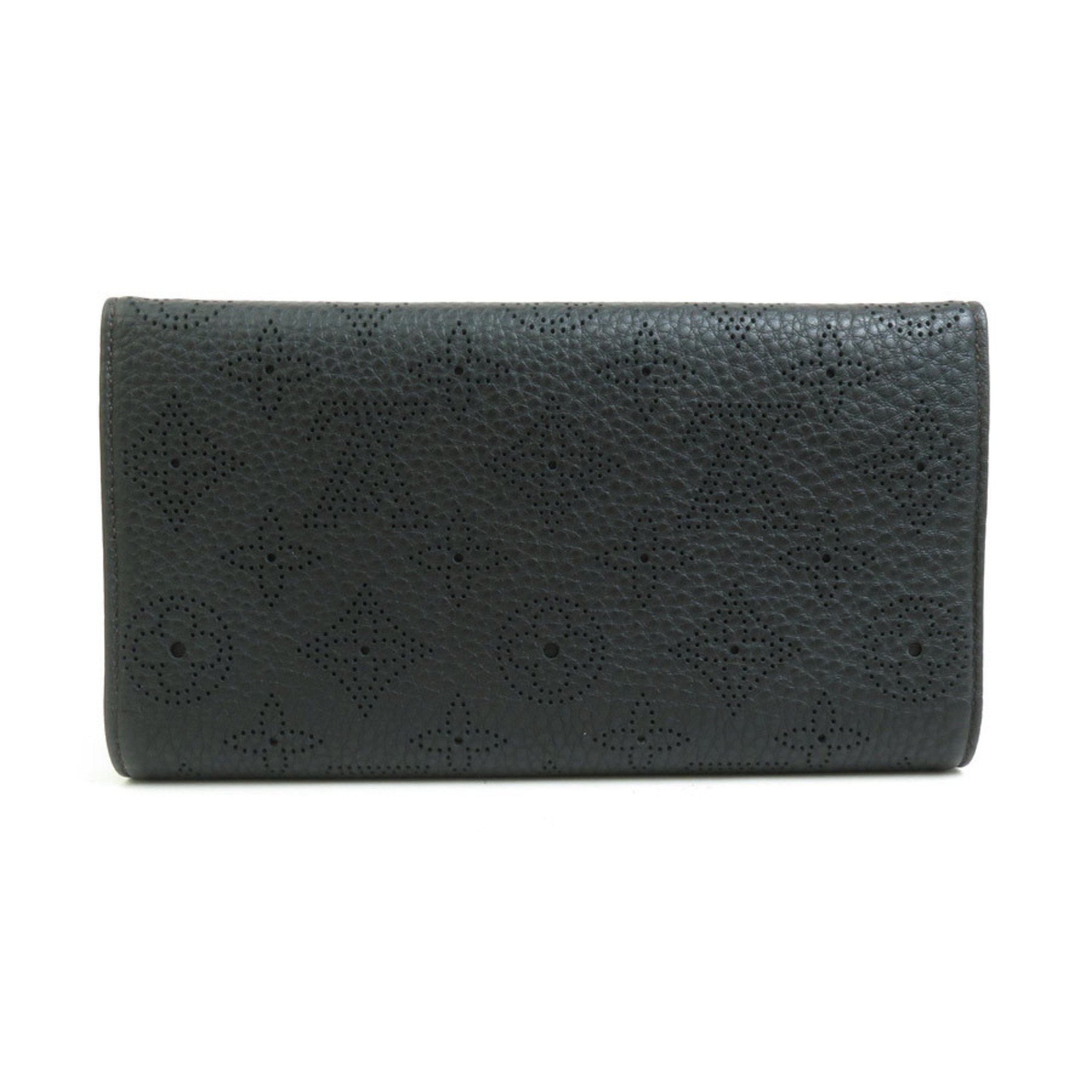 Louis Vuitton LOUIS VUITTON Long Wallet Monogram Mahina Portefeuille Amelia Noir Women's M58074 h30295f
