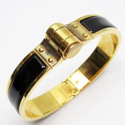 Hermes HERMES Bangle Bracelet Charnier Metal Enamel Gold Black Women's w0379a