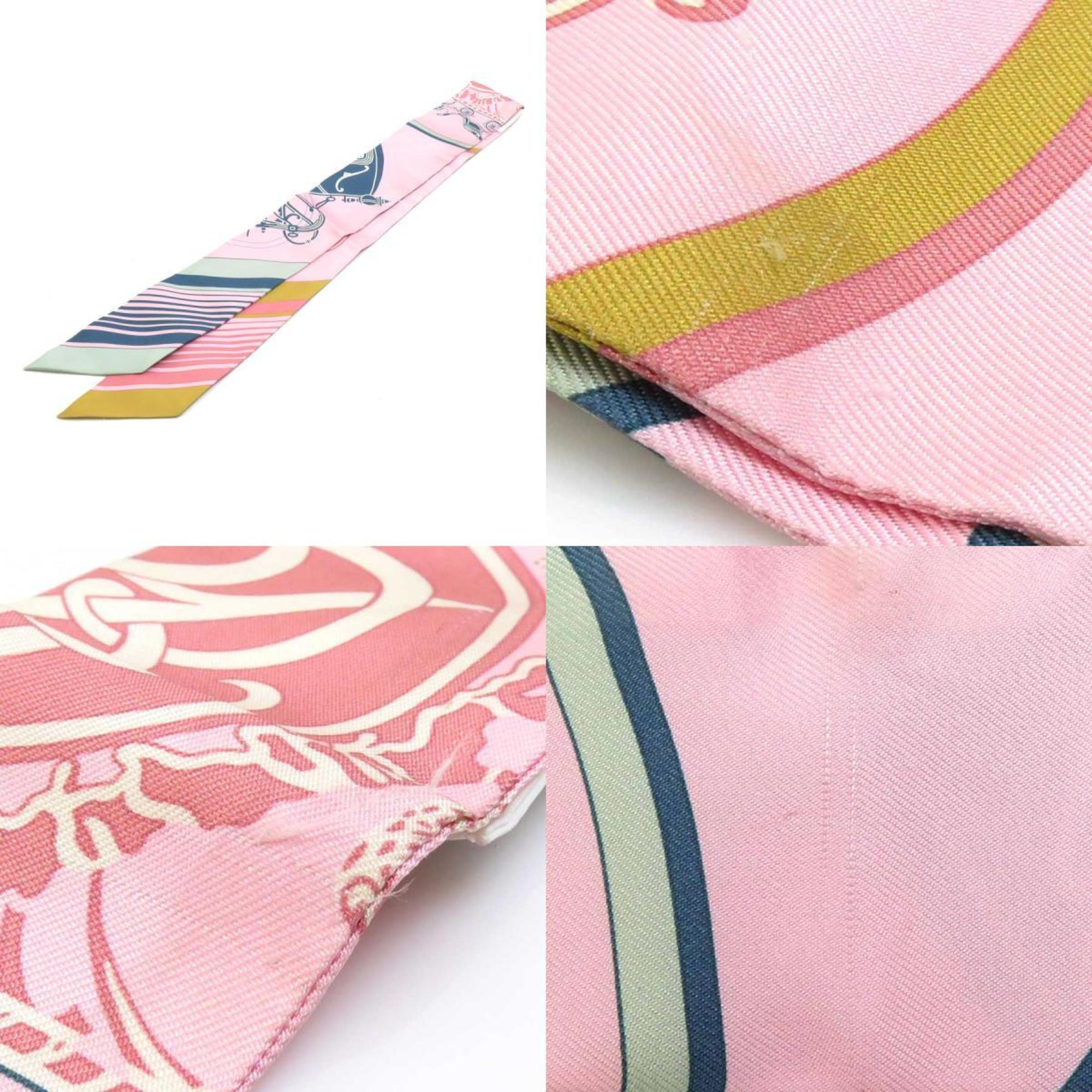 Hermes HERMES Scarf Twilly Silk Pink Multicolor Women's e58682f