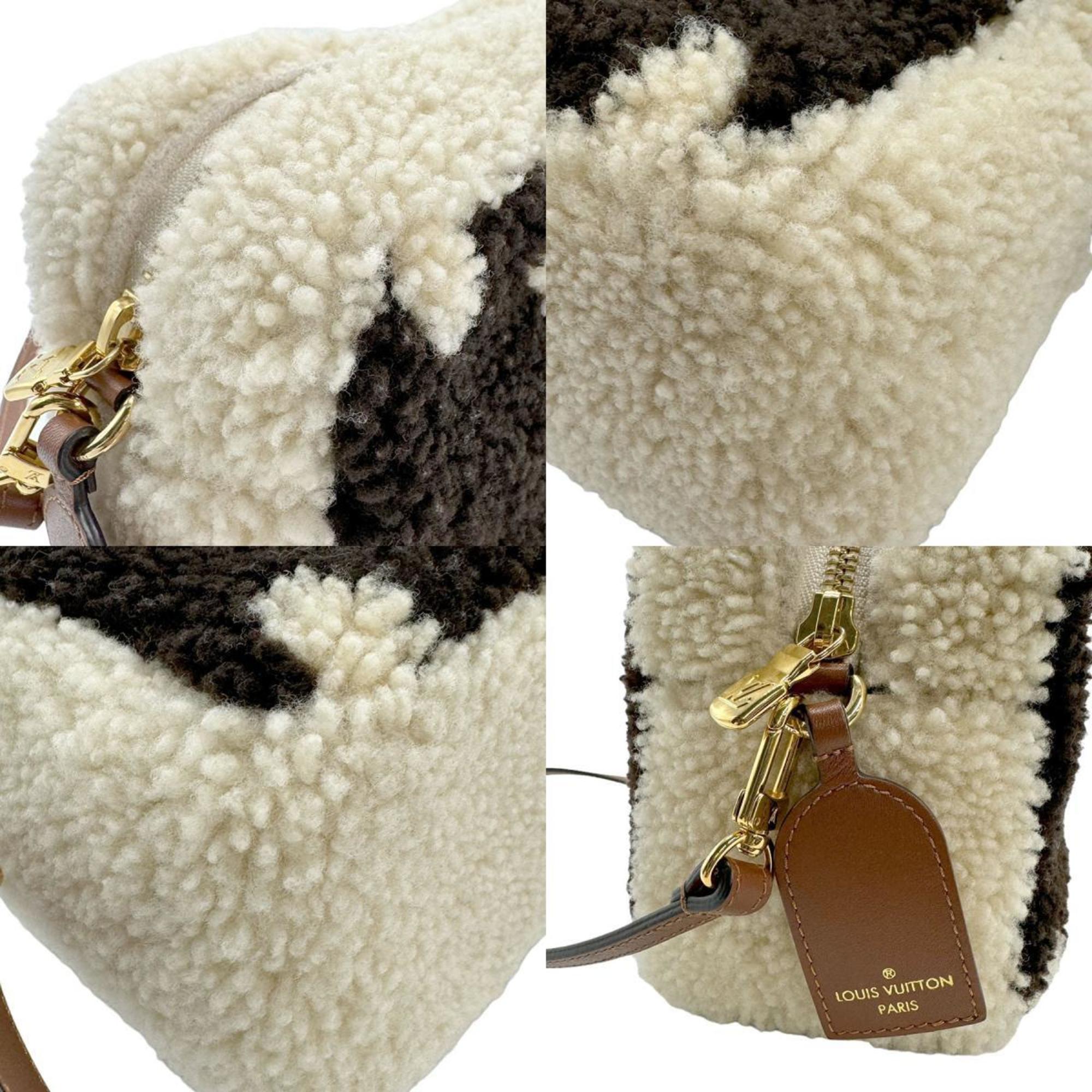 Louis Vuitton LOUIS VUITTON Handbag Monogram Teddy Beach Pouch Boa Light Beige Brown Women's M68599 z1215