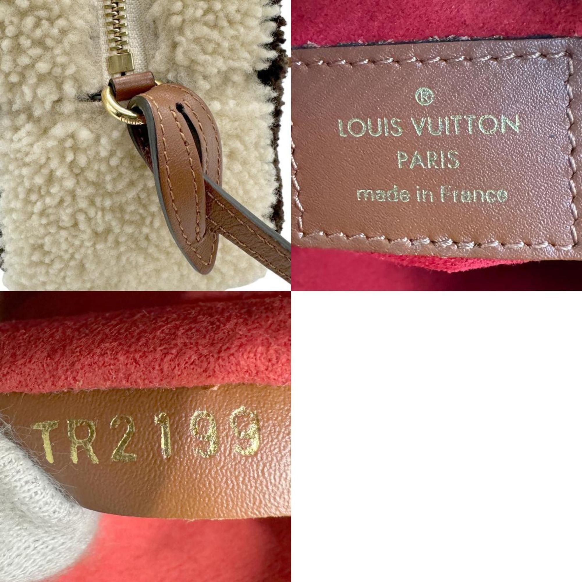 Louis Vuitton LOUIS VUITTON Handbag Monogram Teddy Beach Pouch Boa Light Beige Brown Women's M68599 z1215