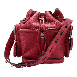 FENDI shoulder bag Montresor leather dark red silver women's z1143