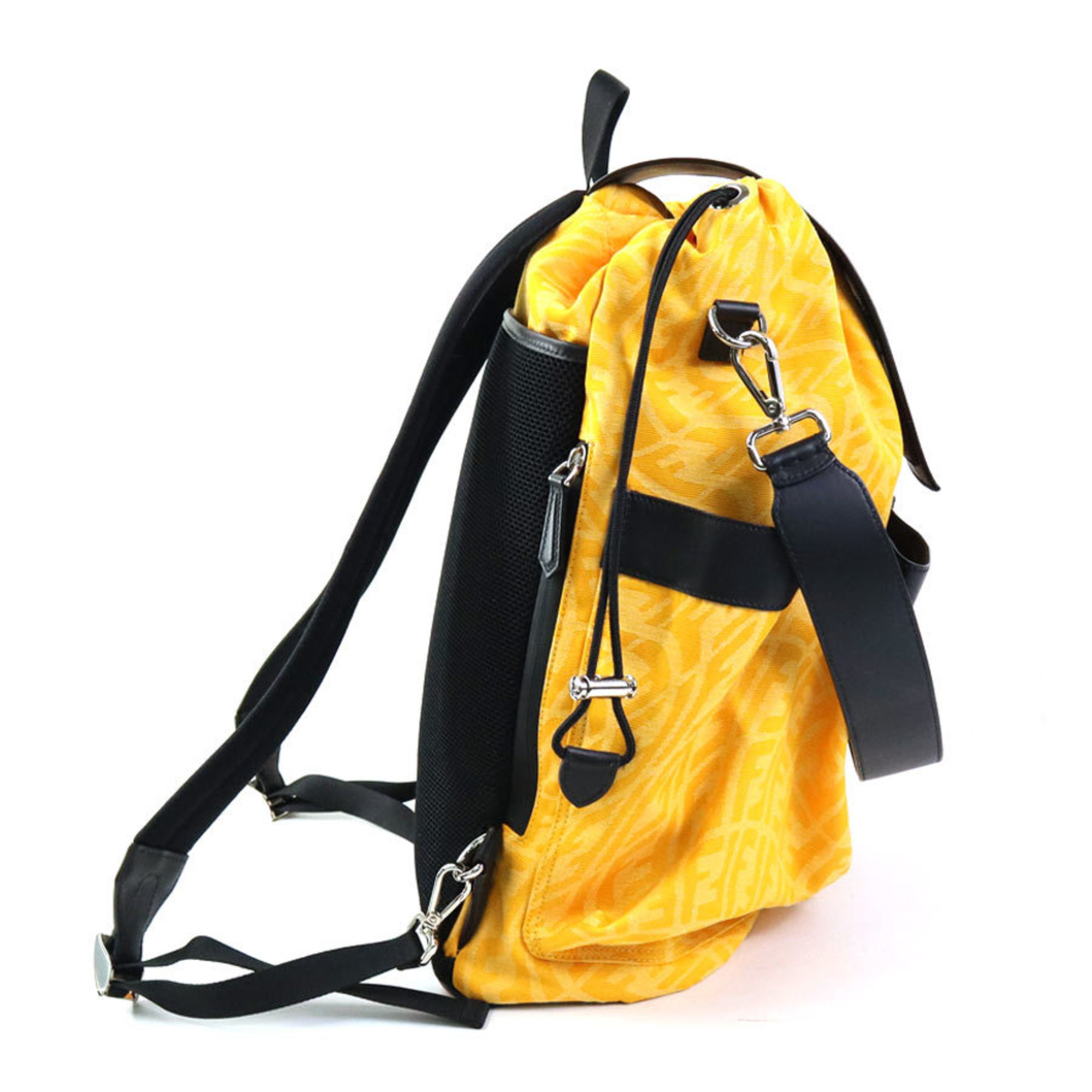 FENDI Backpack Canvas Yellow x Black Men's 7VZ056 AG 99910j