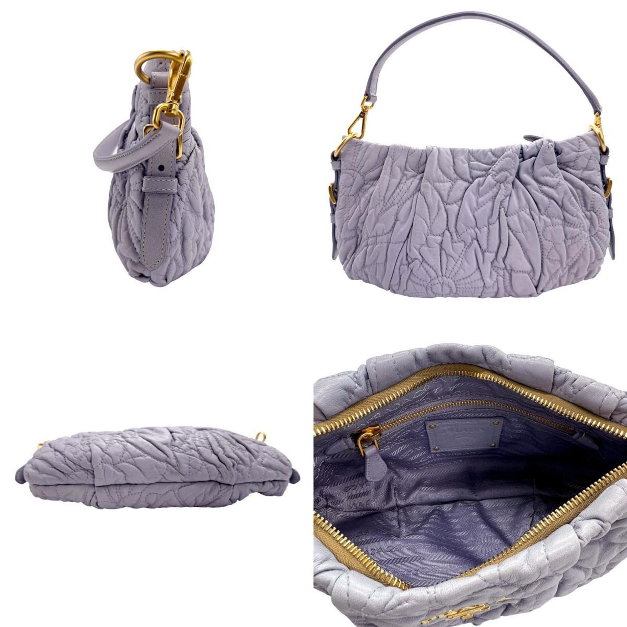 PRADA handbag leather light purple ladies z1114