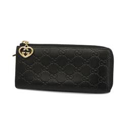 Gucci Long Wallet Guccissima 295671 Leather Black Women's