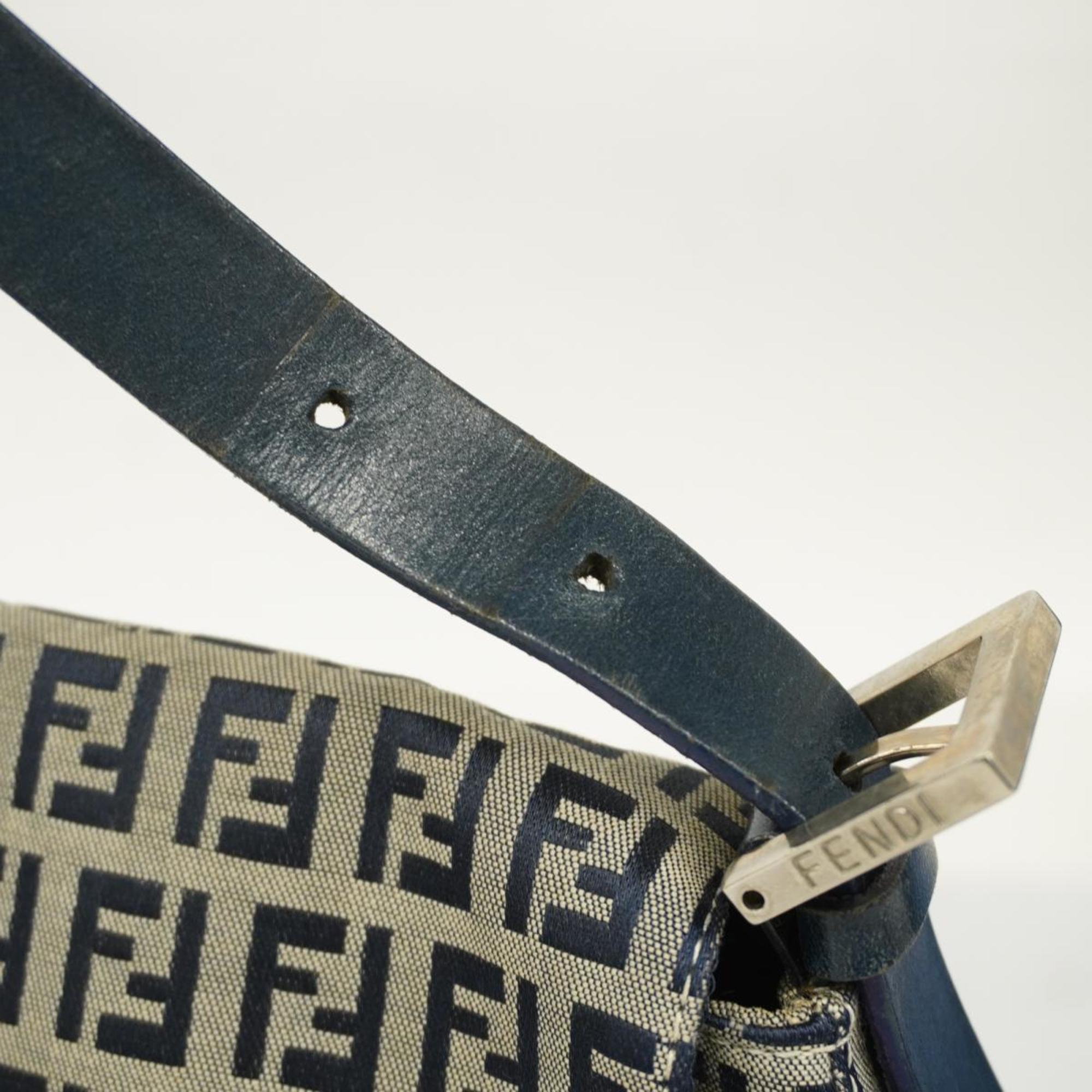 Fendi Zucchino Shoulder Bag Nylon Canvas Navy Women's