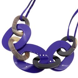 Hermes Necklace Caramba Buffalo Horn Black Purple Men's Women's