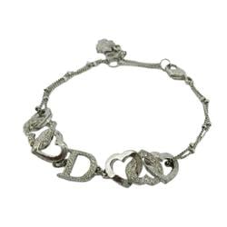 Christian Dior Bracelet D Rhinestone Metal Silver Women's