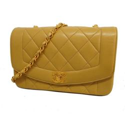 Chanel Shoulder Bag Diana Chain Lambskin Beige Women's