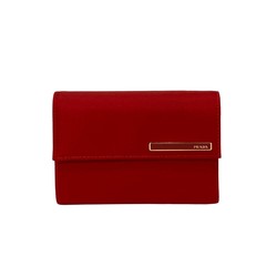 PRADA Prada metal fittings nylon leather bi-fold wallet compact red 13822 473k241913822