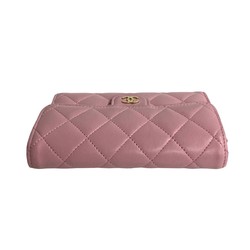 CHANEL Chanel Matelasse Lambskin Leather Bi-fold Wallet Pink 25648