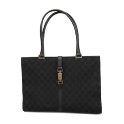 Gucci Tote Bag GG Canvas Jackie 002 1074 Leather Black Women's
