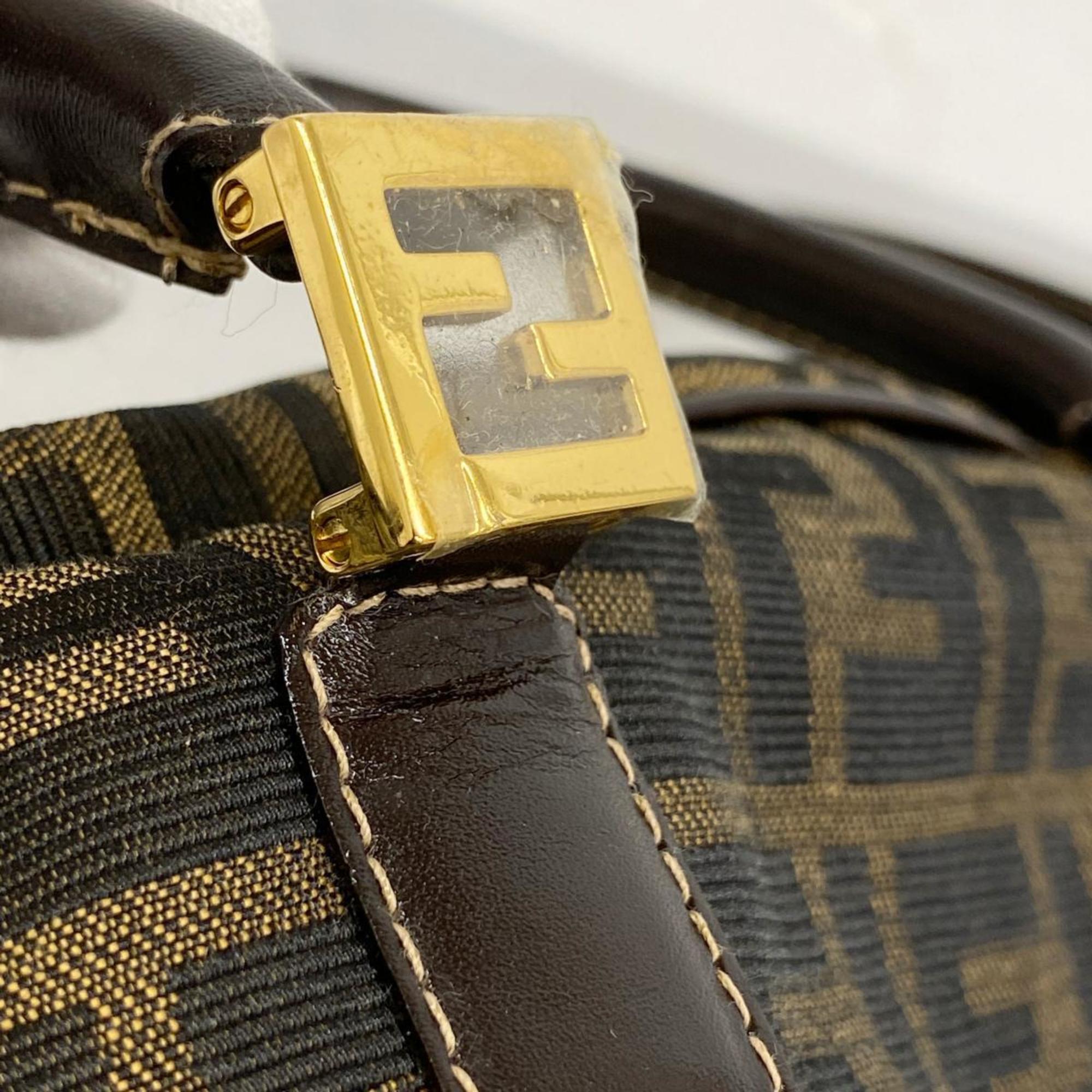 Fendi handbag Zucca nylon canvas khaki ladies